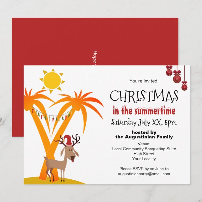 Invitation Noël à la fête d'été (Devant / Derrière)