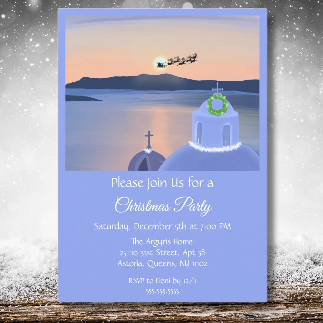 Invitation Noël À Santorin, Grèce Avec Père Noël (Créateur téléchargé)