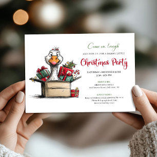 Invitation Noël Amusant Drôle Oie Fantaisiste Fête de Dessin 