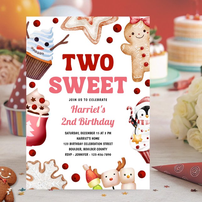 Invitation Noël Anniversaire Pink Two Sweet (Créateur téléchargé)