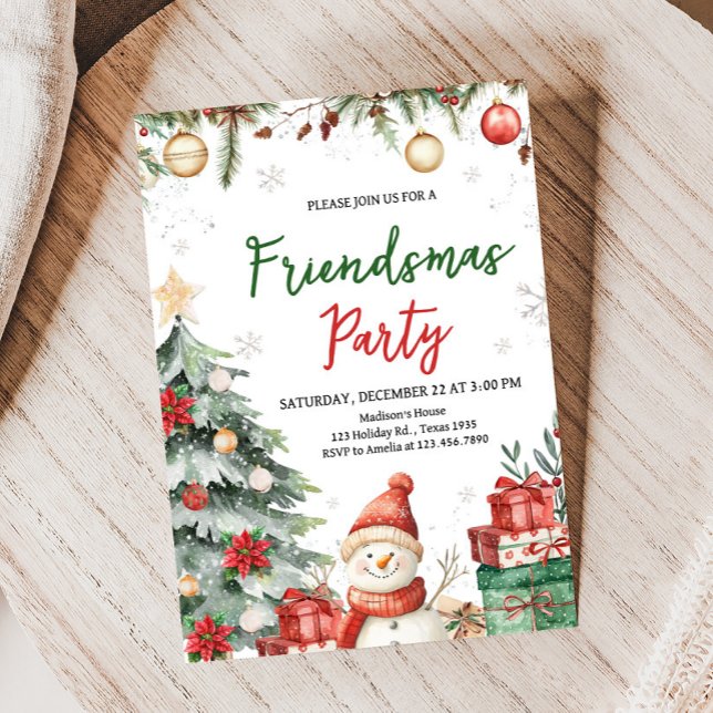 Invitation Noël Arbre d'hiver Amies Fête (Winter Christmas Tree Friendsmas Party Invitation)