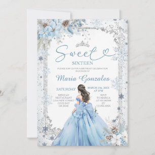 Invitation Noël Argent et Bleu Douze Ans Anniversaire de Fête