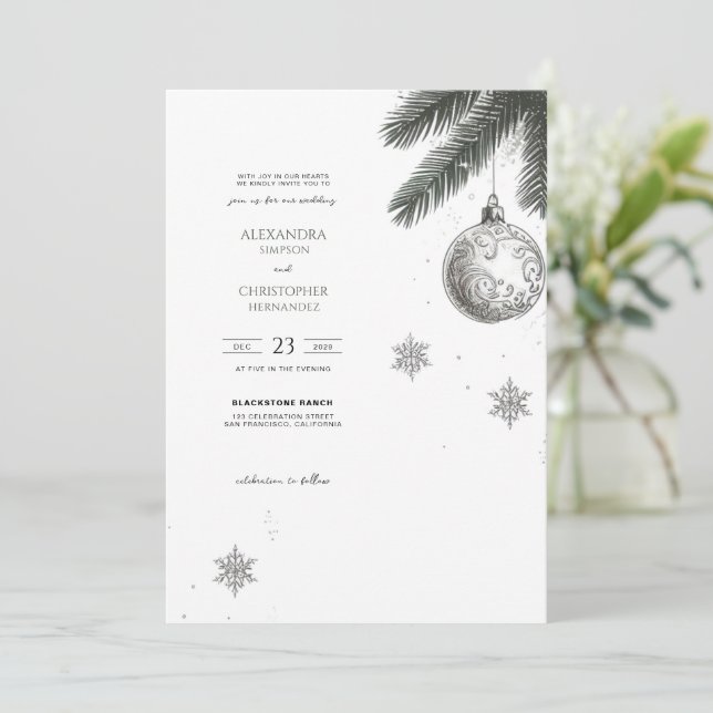 Invitation Noël avec détails et Mariage QR (Debout devant)
