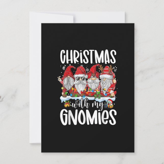 Invitation Noël Avec Mes Gnomes Drôle Rouge Gnome Hommes Noël (Devant)