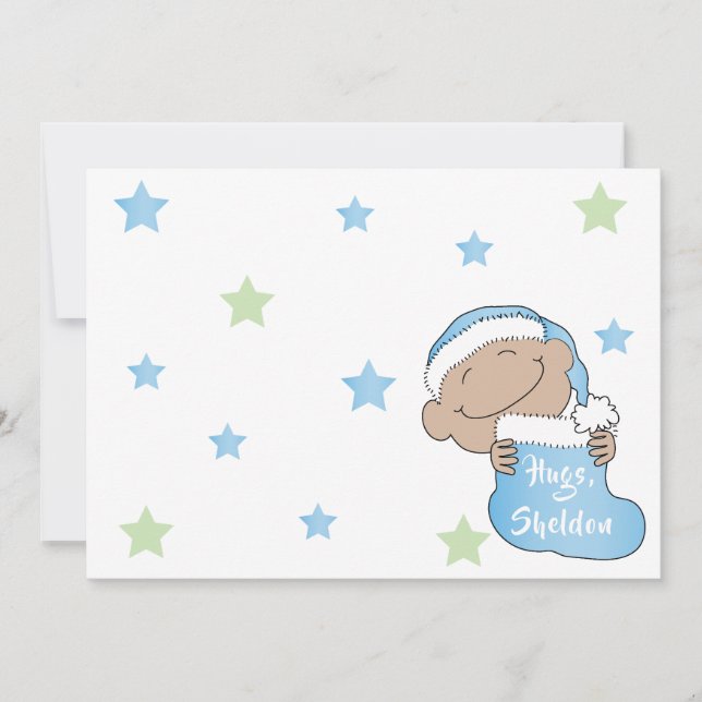 Invitation Noël Baby of Color Blue Casquette (Devant)