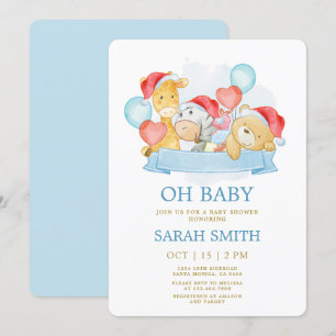 Invitation Noël Bébé Bleu c'est un Baby shower garçon