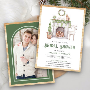 Invitation Noël Blanc Cheminée Photo Shower de Mariée