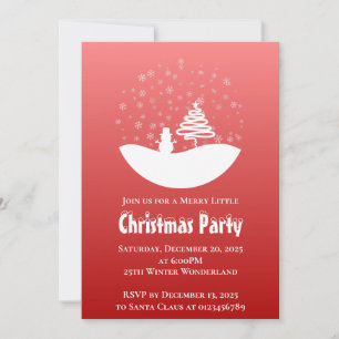 Invitation Noël blanc Hiver Merveilleux Bonhomme de neige Arb