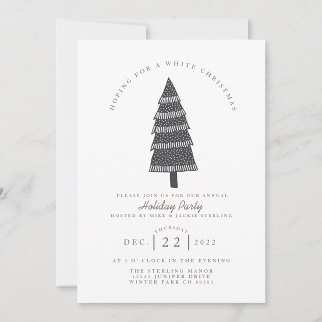 Invitation Noël blanc | Minimaliste | Fête de vacances (Devant)