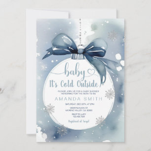 Invitation Noël bleu roux Il fait froid dehors Baby shower
