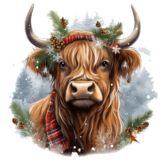 Invitation Noël Blue Highland Cow