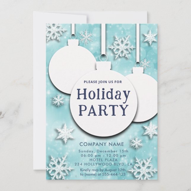 Invitation Noël boule de neige typographie fête de vacances (Devant)