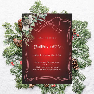 Invitation Noël Bow pin verdure Fête de