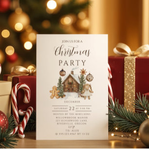 Invitation Noël Cabane en Pain d'Épices Rustique
