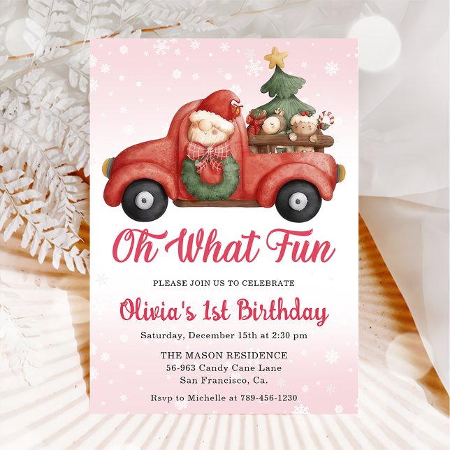Invitation Noël Camion Oh Quel Amusant Anniversaire Fête (Créateur téléchargé)