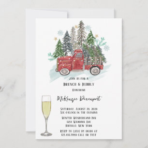 Invitation Noël Camion Vintage Rouge Brunch & Bubbly