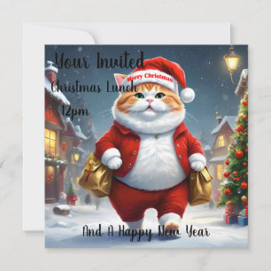 Invitation Noël Chat Père Noël, Noël