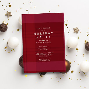 Invitation Noël classique plaid simple fête de vacances rouge