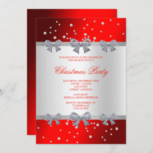 Invitation Noël Classy Diamond Bows & Pearls