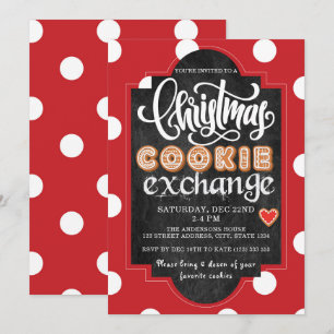 Invitation Noël Cookie Exchange Party Rouge