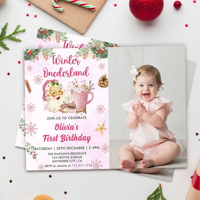 Invitation Noël Cookie hiver Onederland Anniversaire Photo (Créateur téléchargé)