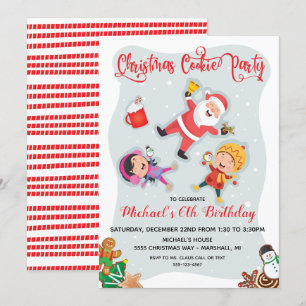 Invitation Noël Cookie Party avec Père Noël dans la neige