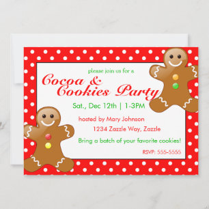 Invitation Noël Cookie Party Gingpain Pois