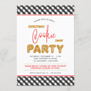 Invitation Noël Cookie Swap Fête Noël Plaid