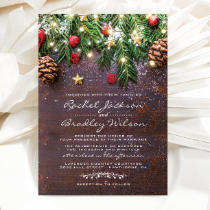 Invitation Noël de campagne rustique Mariage d'hiver
