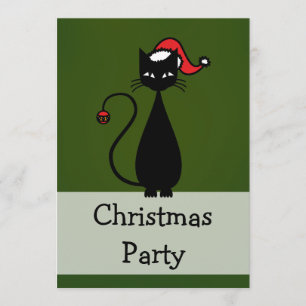 Invitation Noël de chat noir