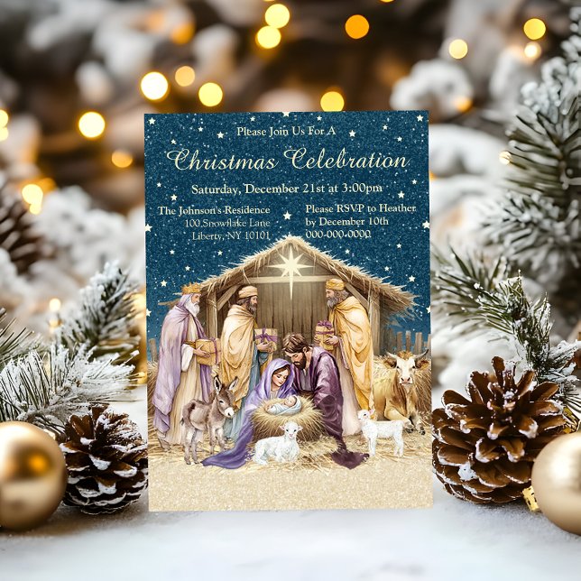 Invitation Noël de la Nativité à l'aquarelle (Créateur téléchargé)