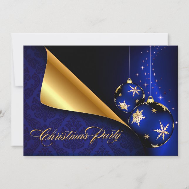 Invitation Noël de l'élégance de l'or noir bleu (Devant)