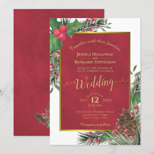 Invitation Noël de Noël élégant Holly & Pine Mariage d'hiver