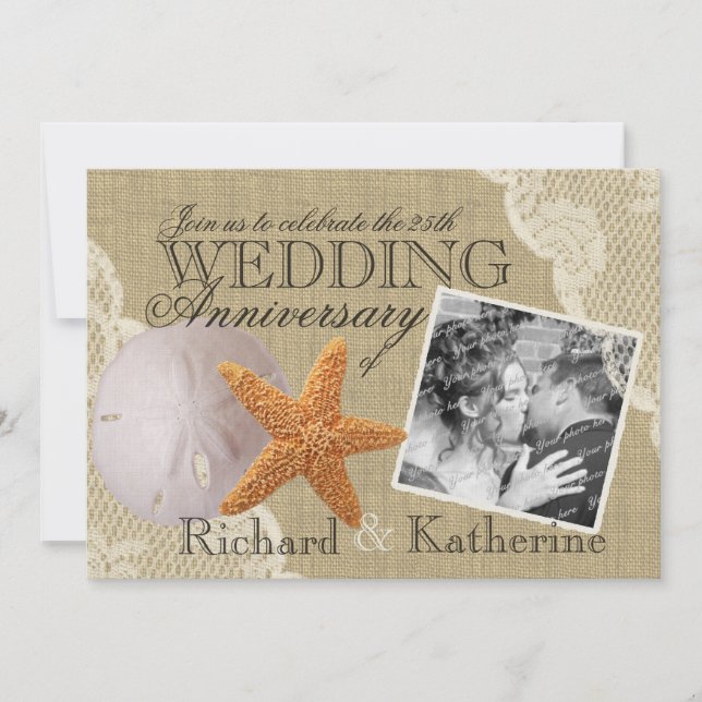 Invitation Noël de plage et dentelle de mariage anniversaire (Devant)