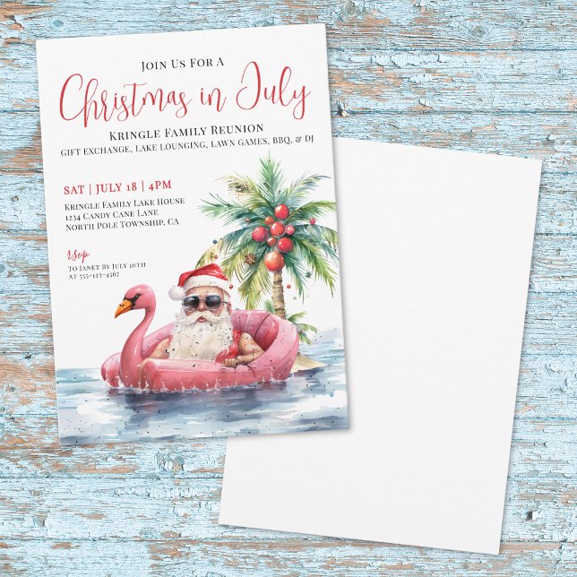 Invitation Noël De Réunion Familiale En Juillet (Family Reunion Christmas In July Invitation )