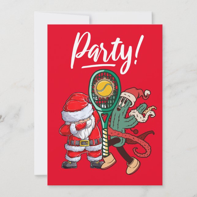 Invitation Noël de tennis avec la fête du Père Noël (Devant)