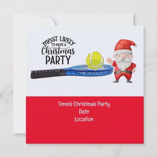 Invitation Noël de tennis avec le Père Noël La plupart du tem (Devant)