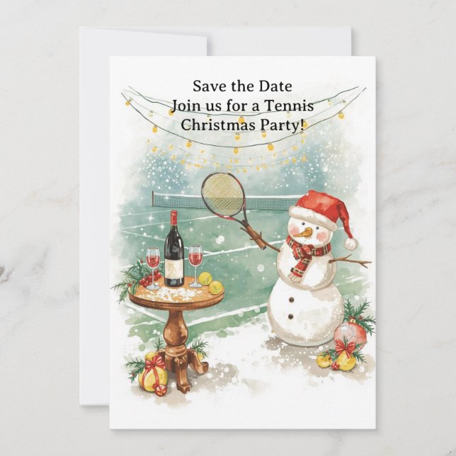 Invitation Noël de tennis avec Snowman (Devant)