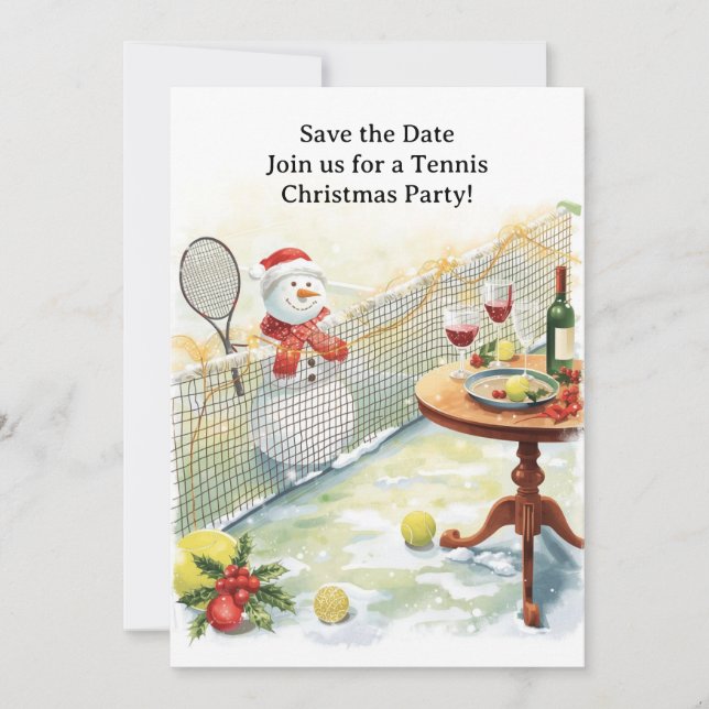 Invitation Noël de tennis avec Snowman (Devant)