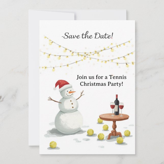 Invitation Noël de tennis avec Snowman (Devant)