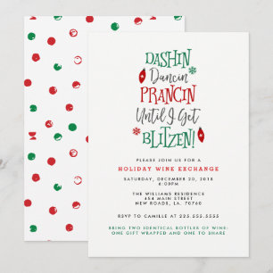 Invitation Noël d'échange de vin de Dashin Dancin Prancin