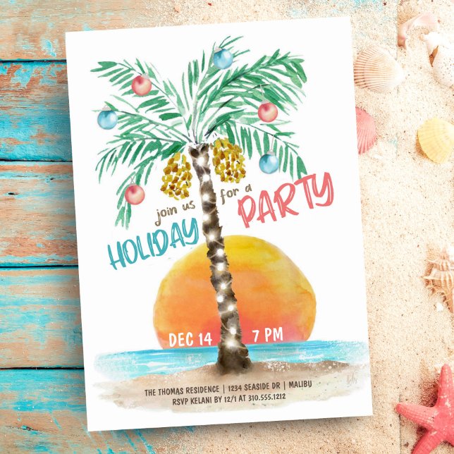 Invitation Noël des palmiers de l'île tropicale (Créateur téléchargé)