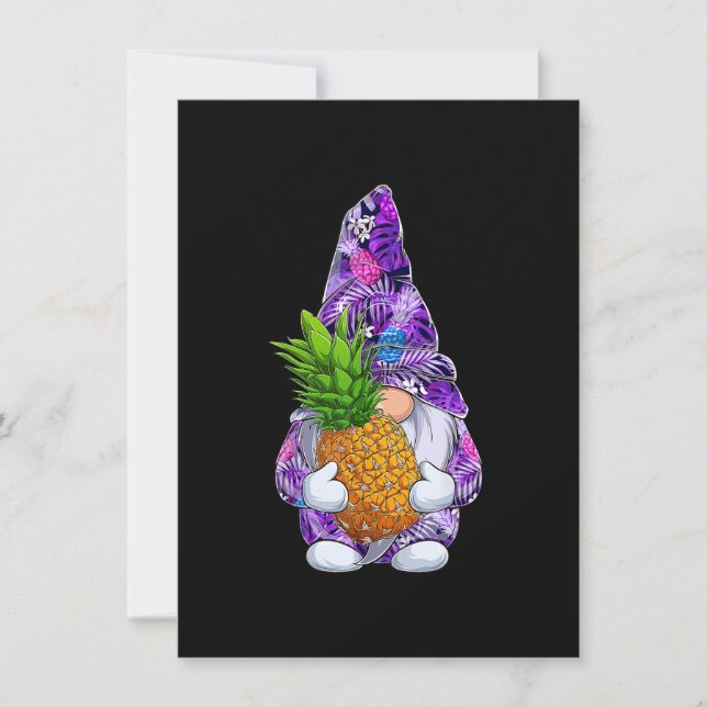 Invitation Noël d'été Hawaiian ananas Gnome Noël en (Devant)