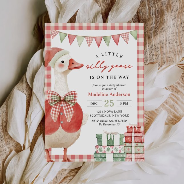 Invitation Noël d'hiver Baby shower d'oie soyeux (Créateur téléchargé)