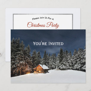Invitation Noël d'hiver de neige Cabine rustique