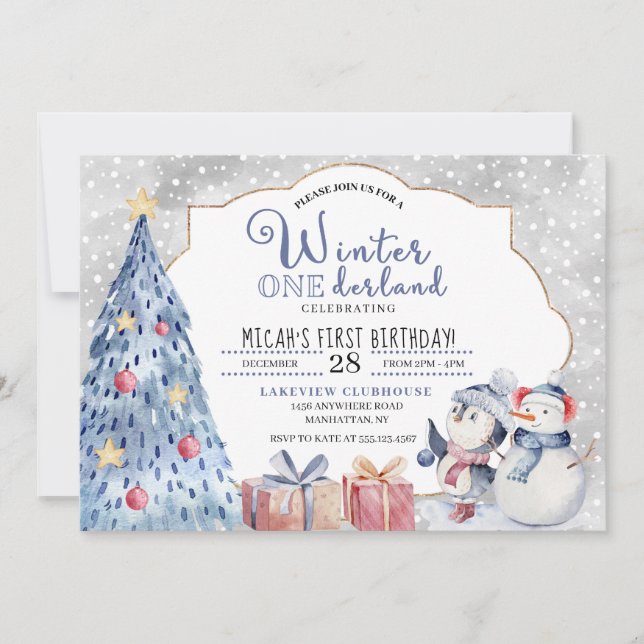 Invitation Noël d'hiver Onederland (Devant)