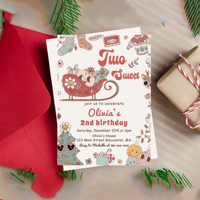 Invitation Noël d'hiver Super deux doux 2e anniversaire (Créateur téléchargé)