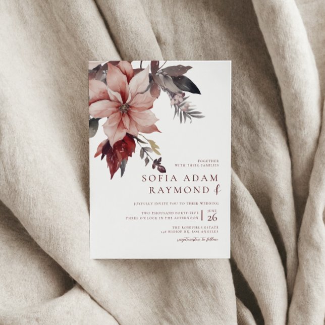 Invitation Noël d'hiverFlower Water Color Mariage (Créateur téléchargé)