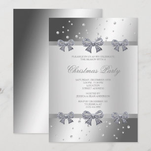Invitation Noël Diamants et Perles d'Argent