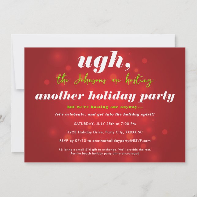 Invitation Noël Drôle En Juillet Fête De Vacances (Devant)